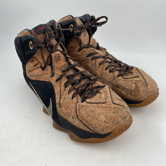 Nike LeBron 12 EXT Cork 2015 Gold Swoosh “King’s Court” Basketball Shoes-Size 10 - Picture 11 of 13